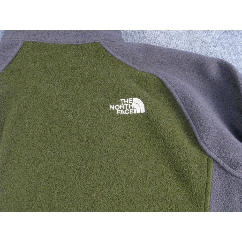 The North‎ Face Men's Fleece Jacket Green Gray Zip Up Outdoor Activewear #1950